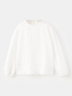 Mango Kids' Broderie Blouse, White, White