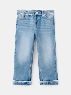 Mango Kids' Cotton Cropped Jeans, Mid Blue, Mid Blue