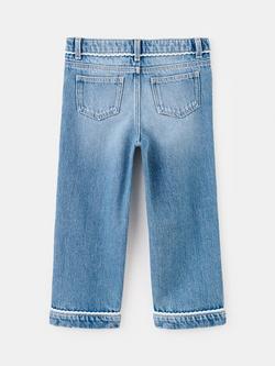 Mango Kids' Cotton Cropped Jeans, Mid Blue - view 2, Mid Blue