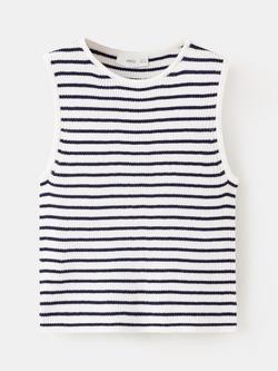Mango Kids' Stripe Ribbed Vest, Off White, Off White