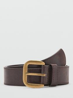Mango Buckle Faux Leather Belt, Chocolate, Chocolate