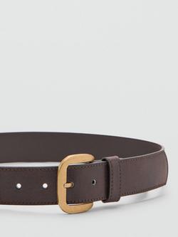 Mango Buckle Faux Leather Belt, Chocolate - view 2, Chocolate