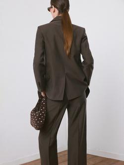 Mango Double Breasted Tailored Suit Blazer, Chocolate - view 2, Chocolate
