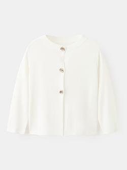 Mango Round Neck Jewel Button Cardigan, Raw
