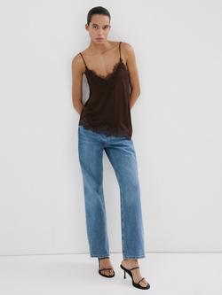 Mango Mid Rise Straight Jeans, Mid Blue, Mid Blue