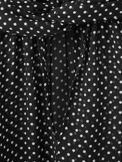 Mango High Neck Polka Dot Ruffle Top, Black - view 2, Black