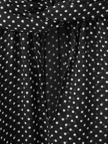 Mango High Neck Polka Dot Ruffle Top, Black - view 2, Black