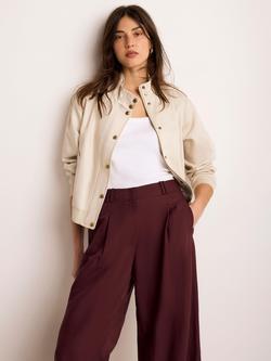 Mint Velvet Funnel Neck Bomber Jacket, Natural Stone, Natural Stone