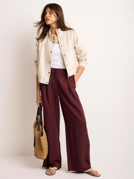Mint Velvet Funnel Neck Bomber Jacket, Natural Stone - view 2, Natural Stone