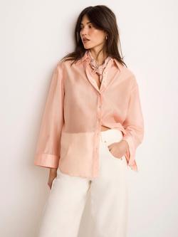 Mint Velvet Long Sleeve Sheer Shirt, Light Pink, Light Pink