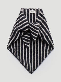 HUSH Striped Square Scarf, Navy Blue, Navy Blue
