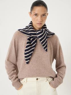HUSH Striped Square Scarf, Navy Blue - view 2, Navy Blue