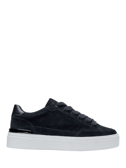 Mallet Lansbury Leather Lace Up Trainers, Black/White