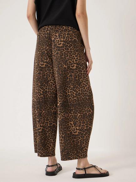 HUSH Rina Animal Print Barrel Leg Trousers, Brown/Multi - view 2, Brown/Multi