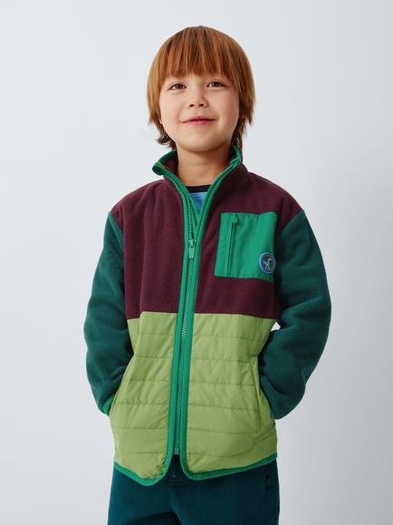 John Lewis Kids' Hybrid Quilt Microfleece Jacket, Multi, Multi