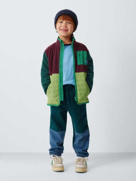 John Lewis Kids' Hybrid Quilt Microfleece Jacket, Multi - view 2, Multi