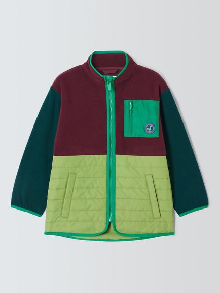 John Lewis Kids' Hybrid Quilt Microfleece Jacket, Multi, Multi