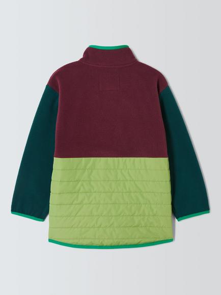 John Lewis Kids' Hybrid Quilt Microfleece Jacket, Multi - view 2, Multi