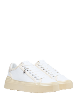 Mallet Lansbury TC Almond Dip Canvas Lace Up Trainers, White - view 2, White