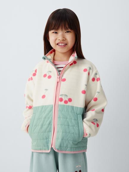 John Lewis Kids' Cherry Print Micro Fleece Jacket, Multi, Multi