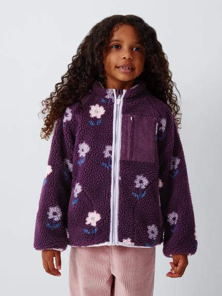 John Lewis Kids' Floral Borg Jacket, Multi, Multi