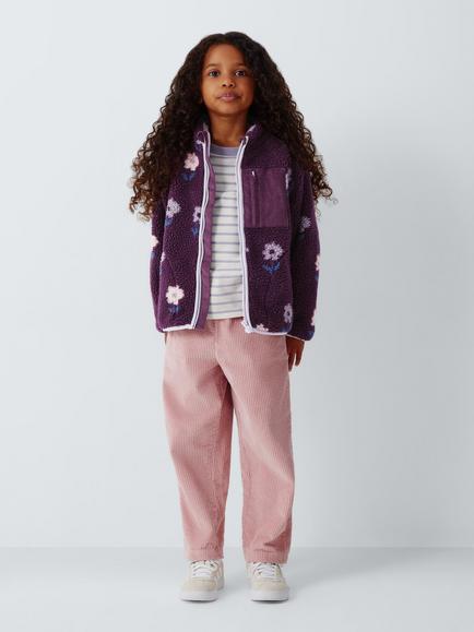 John Lewis Kids' Floral Borg Jacket, Multi - view 2, Multi