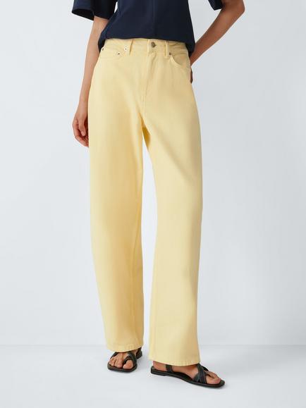 John Lewis High Waist Wide Leg Jeans, Yellow