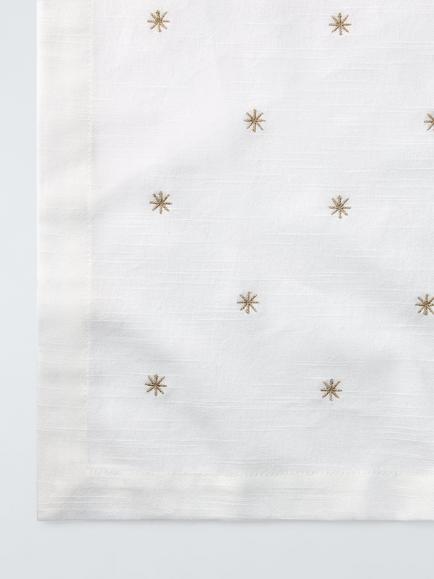 John Lewis Embroidered Scatter Star Cotton Tablecloth, White/Gold - view 2, White/Gold