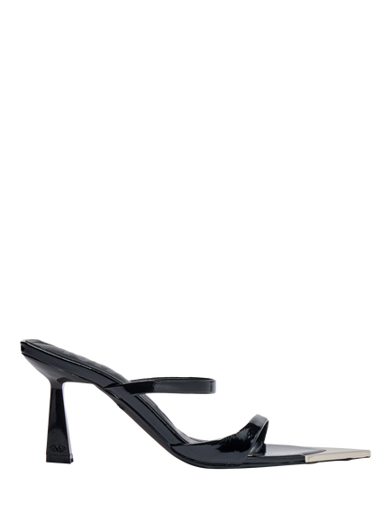 Mallet Frederica Patent Leather Stiletto Heel Sandals, Black, Black