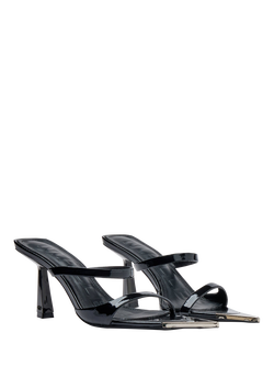 Mallet Frederica Patent Leather Stiletto Heel Sandals, Black - view 2, Black