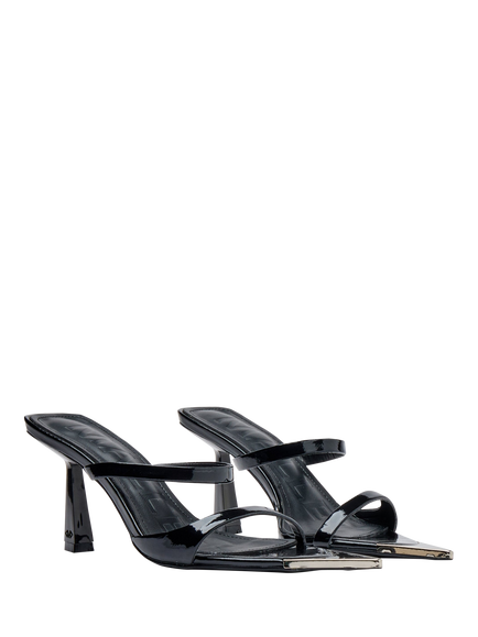 Mallet Frederica Patent Leather Stiletto Heel Sandals, Black - view 2, Black