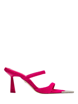 Mallet Frederica Hot Pink Pony Leather Stiletto Heel Sandals, Pink, Pink