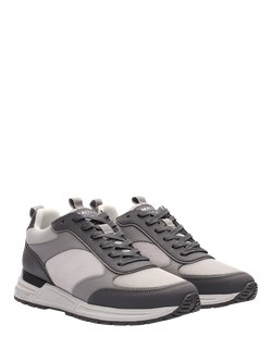 Mallet Bethnal Leather Lace-Up Trainers, Grey - view 2, Grey