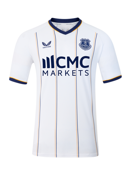 Castore Men's Everton Away Football Shirt, White, White/Blue/Yellow