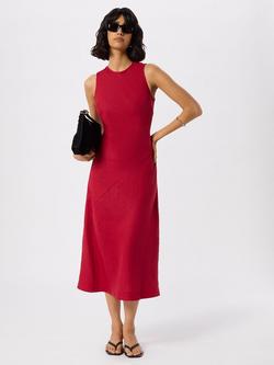Whistles Bias Cut Linen Sleeveless Dress, Red, Red