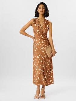 Whistles Deer Spot Maxi Dress containing LENZING™ ECOVERO™ Viscose, Brown/Multi, Brown/Multi