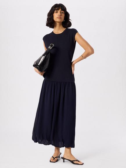 Whistles 2-in-1 Knit Bubble Hem Dress containing LENZING™ ECOVERO™ Viscose, Navy