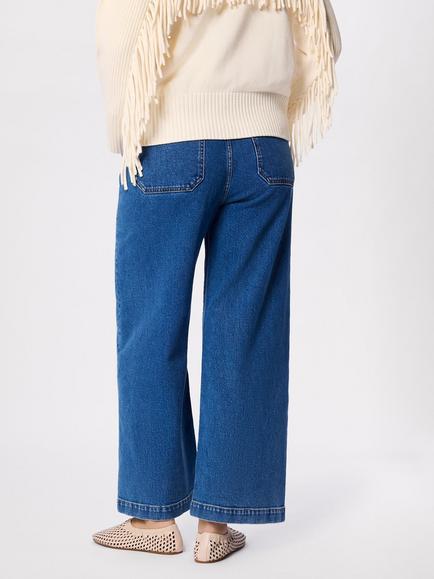 Whistles Stretch Straight Ankle Jeans, Denim - view 2, Denim