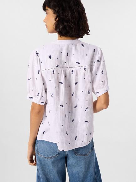 Whistles Embroidered Cotton Floral Blouse, Ivory/Multi - view 2, Ivory/Multi