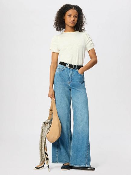 Whistles Cotton V-Neck T-Shirt, Ivory - view 2, Ivory
