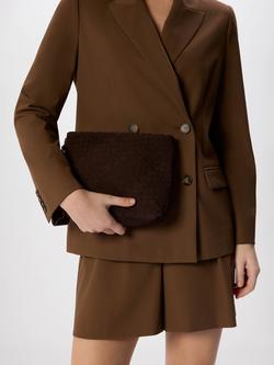 Whistles Avah Woven Suede Clutch Bag, Chocolate - view 2, Chocolate