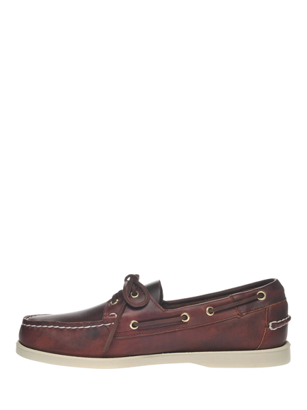 Sebago Portland Leather Boat Shoes, Brown Burgundy - view 2, Brown Burgundy