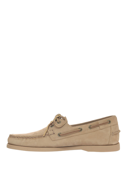 Sebago Dockside Portland Leather Boat Shoes - view 2, Dark Beige