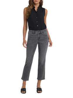 NYDJ Marilyn Floral Pocket Straight Ankle Jeans, Dusty Ash