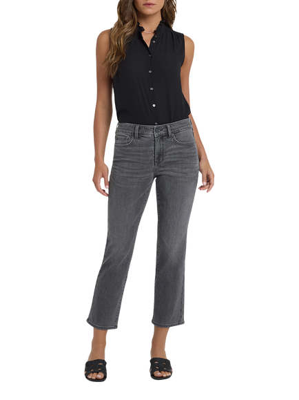 NYDJ Marilyn Floral Pocket Straight Ankle Jeans, Dusty Ash