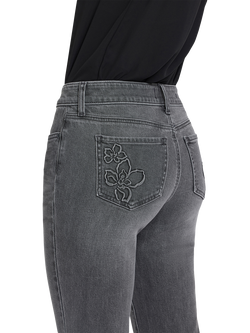 NYDJ Marilyn Floral Pocket Straight Ankle Jeans - view 2, Dusty Ash