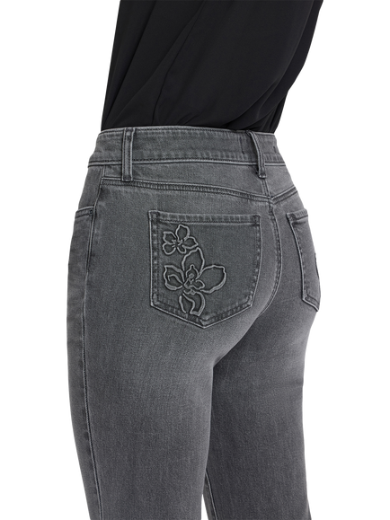NYDJ Marilyn Floral Pocket Straight Ankle Jeans - view 2, Dusty Ash