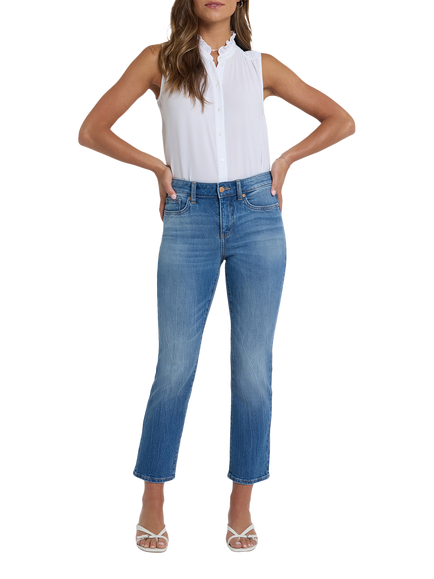 NYDJ Marilyn Floral Pocket Straight Ankle Jeans, Pacifica