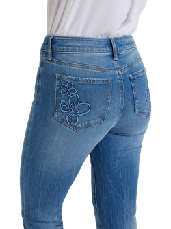 NYDJ Marilyn Floral Pocket Straight Ankle Jeans - view 2, Pacifica