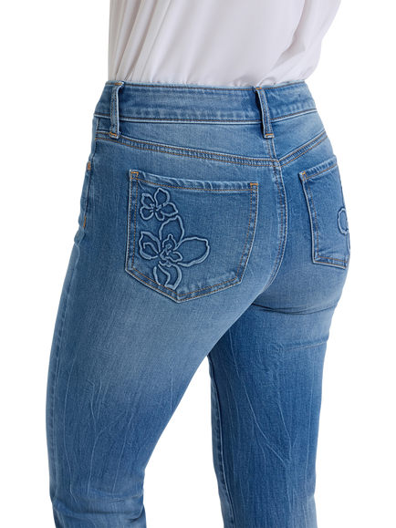 NYDJ Marilyn Floral Pocket Straight Ankle Jeans - view 2, Pacifica